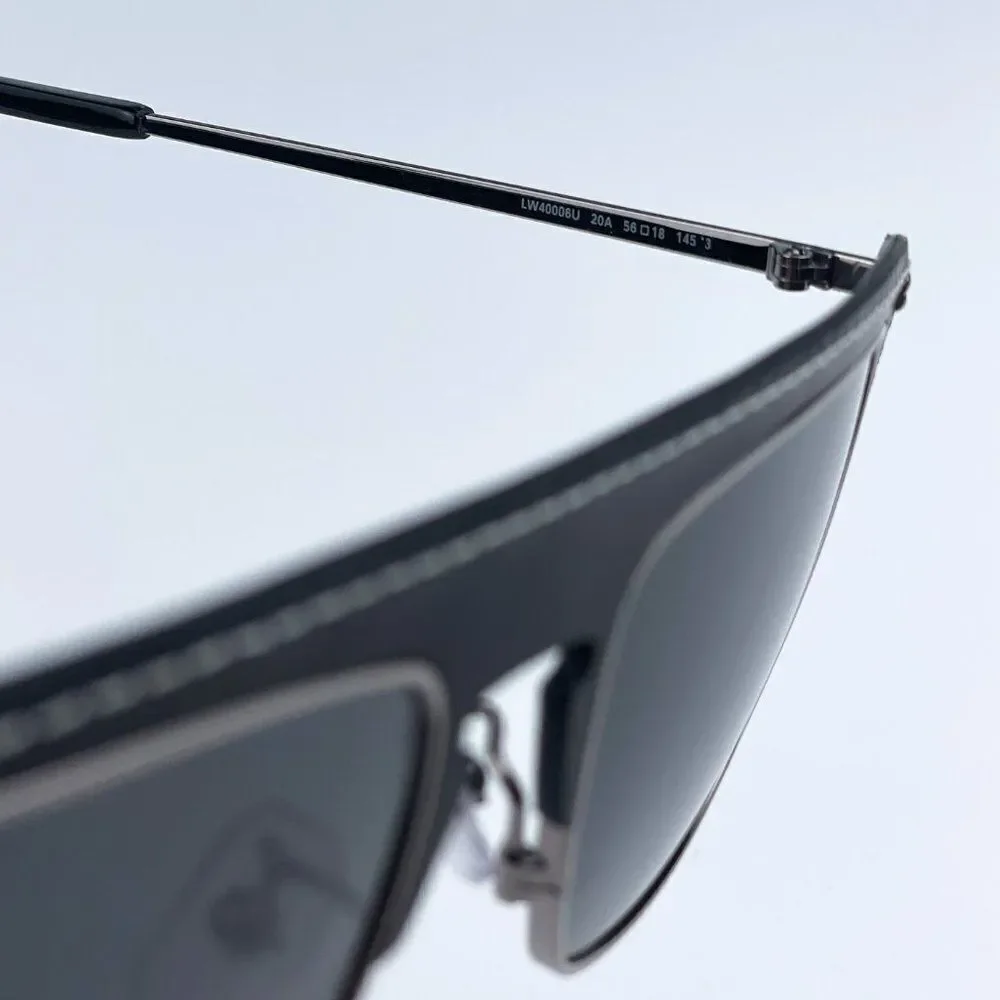 NEW Loewe LW40006U 20A Metal Black Leather Grey Aviator Unisex Sunglasses